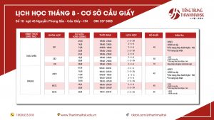 Lớp học tháng 8 cơ sở Cầu Giấy